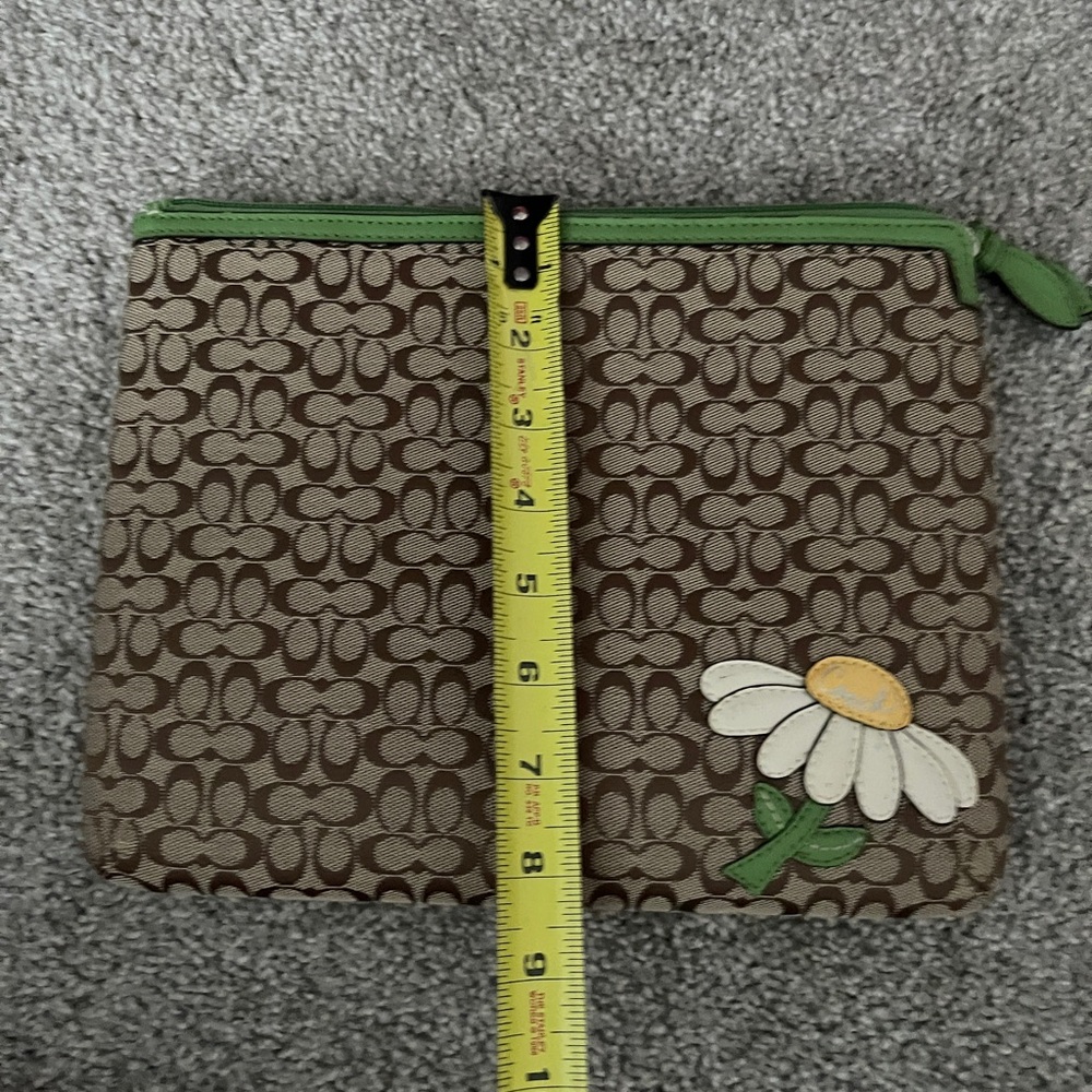 Coach Brown Patterned Pouch with Daisy Accent